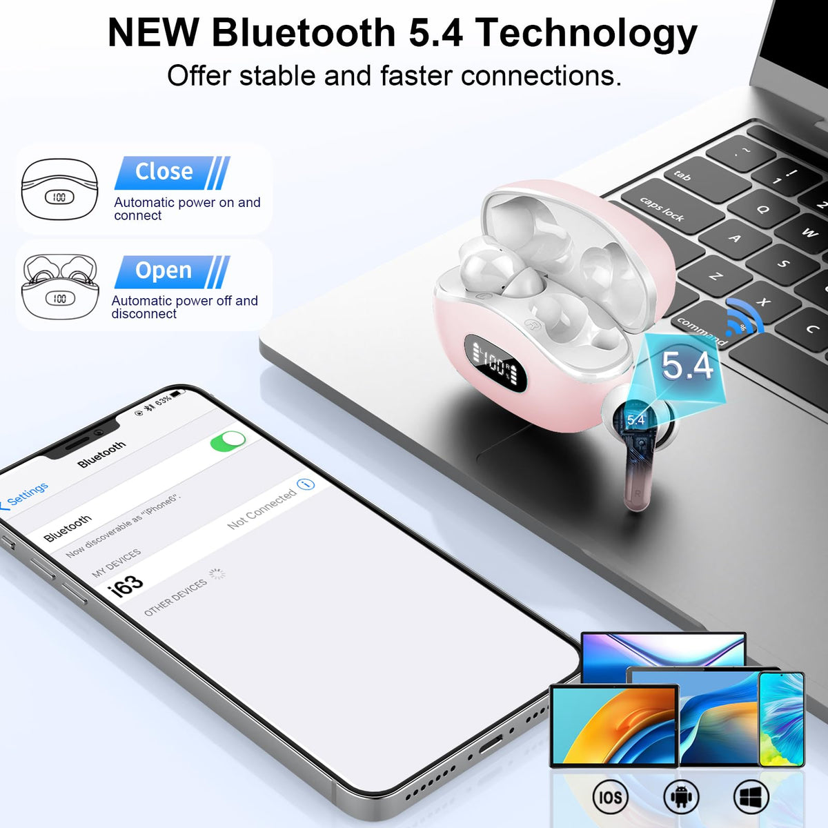 AOSRAU earbuds with 4 ENC mics enable clear calls in noisy environments.