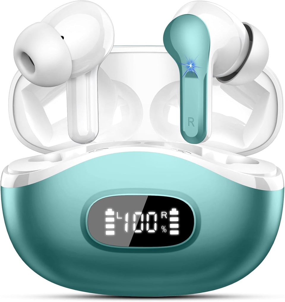 AOSRAU wireless earbuds with compact charging case and LED display for quick battery status.