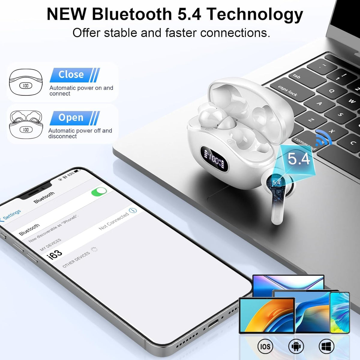 AOSRAU earbuds with four ENC mics for clear calls in noisy environments.