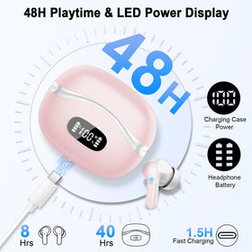 AOSRAU earbuds deliver up to 48 hours of playback with the charging case.