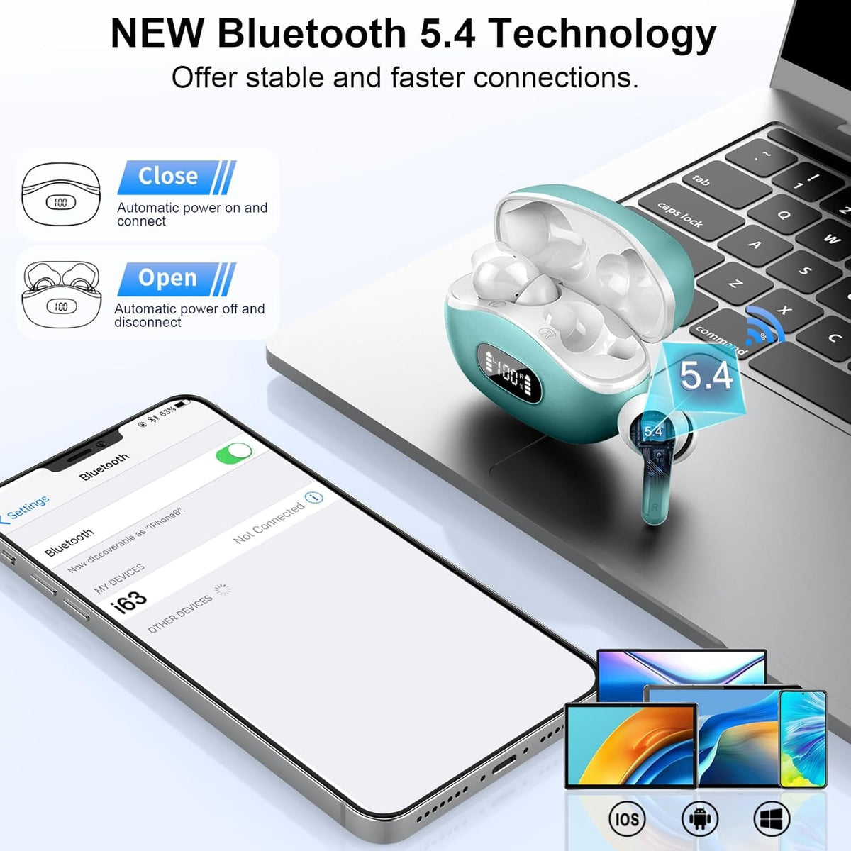 AOSRAU earbuds featuring four ENC mics for crystal-clear calls in noisy environments.