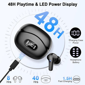 AOSRAU earbuds LED power display shows battery at a glance.
