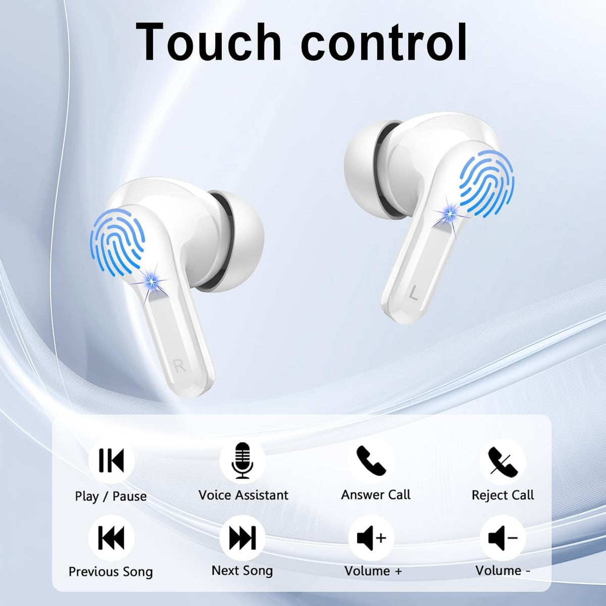 AOSRAU touch controls on the earbuds for hands free music and calls.