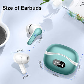 AOSRAU wireless earbuds with touch controls for hands-free music and calls.