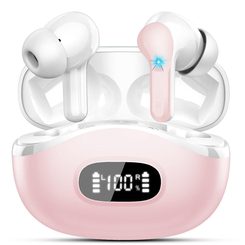 AOSRAU wireless earbuds in a compact charging case for on-the-go charging.