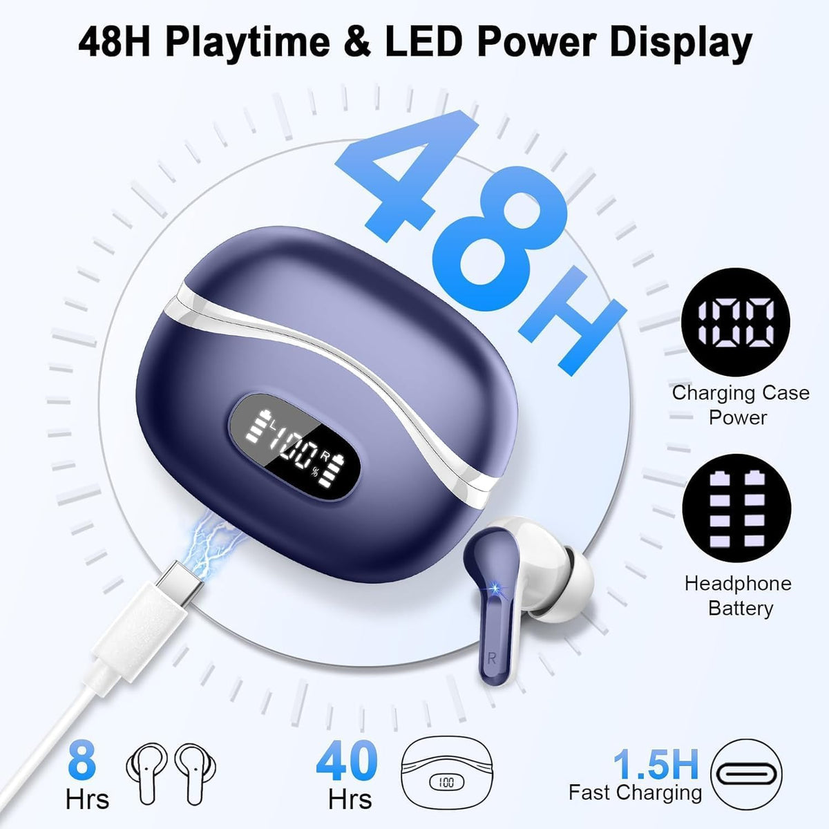 AOSRAU earbuds with dual LED display lets you monitor case and earbud battery levels