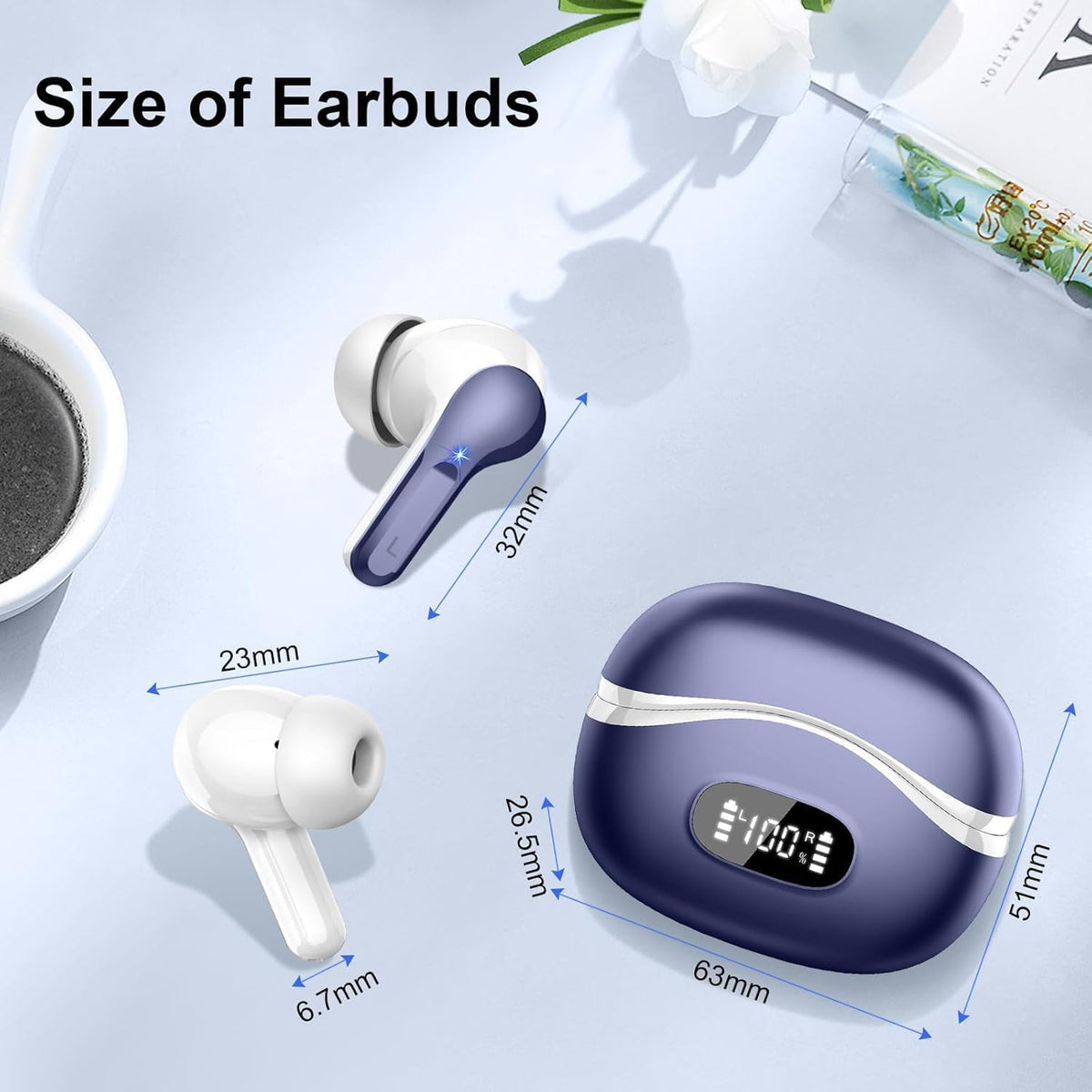 AOSRAU touch controls on the earbud for hands-free operation