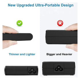aotisn adapter next to laptop for size comparison illustrating portability