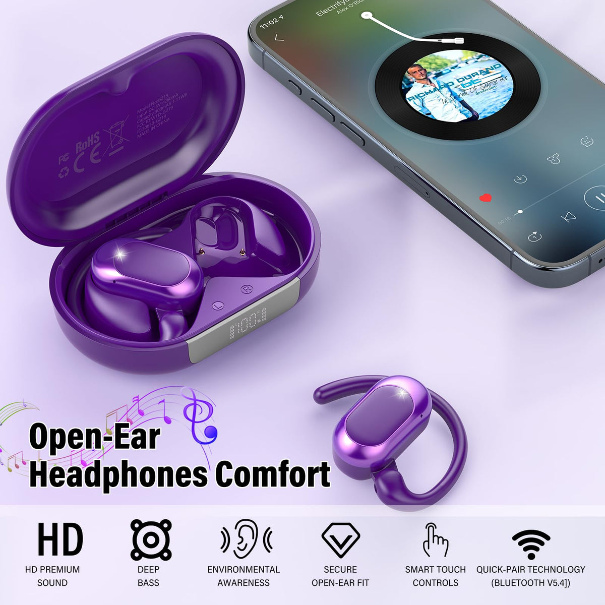 AOTONOK headphones with water droplets showing IPX7 protection
