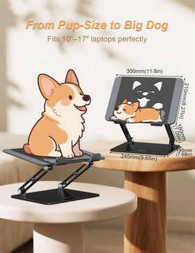 Aoviho in use with MacBook demonstrating improved viewing angle and ergonomic comfort