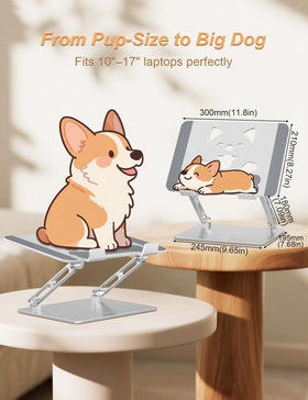 Aoviho laptop stand with puppy vent boosts airflow.