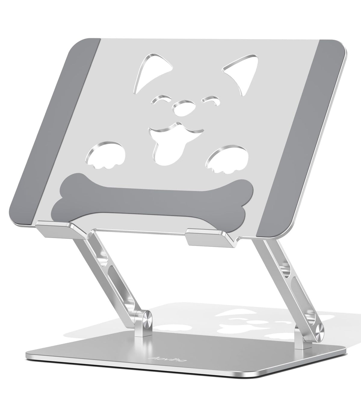 Aoviho laptop stand tilt angle for ergonomic viewing at a desk.