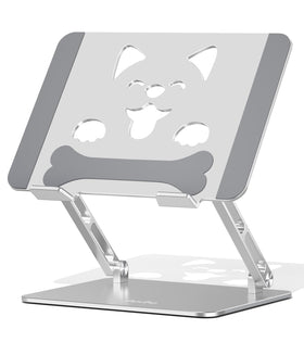 Aoviho laptop stand tilt angle for ergonomic viewing at a desk.