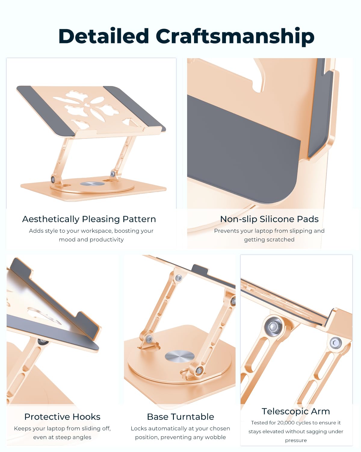 Aoviho stand in use office setting promoting better posture and desk organization