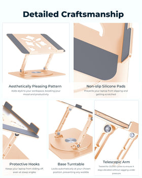 Aoviho stand in use office setting promoting better posture and desk organization