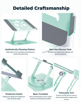 Aoviho with laptop on stand improving airflow and typing comfort