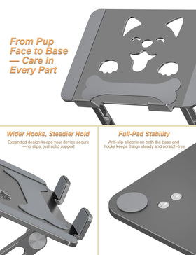 Aoviho silicone pads and widened hooks securing laptop and protecting finish benefit