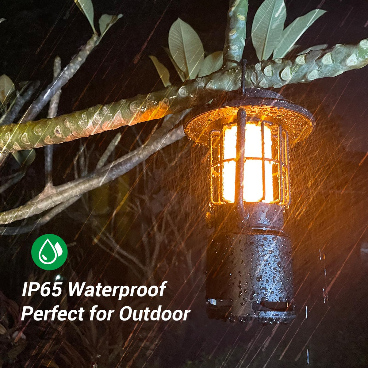 Soft warm light and lantern mode create cozy surroundings at night