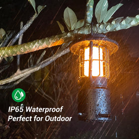 Soft warm light and lantern mode create cozy surroundings at night