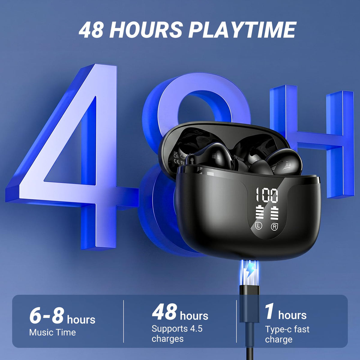 AOVOCE S48 ears tips and ergonomic lightweight design for all-day wear
