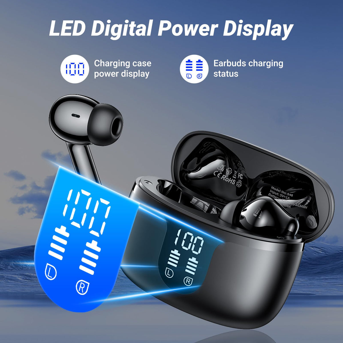 AOVOCE S48 secure in-ear fit with multiple ear tip options