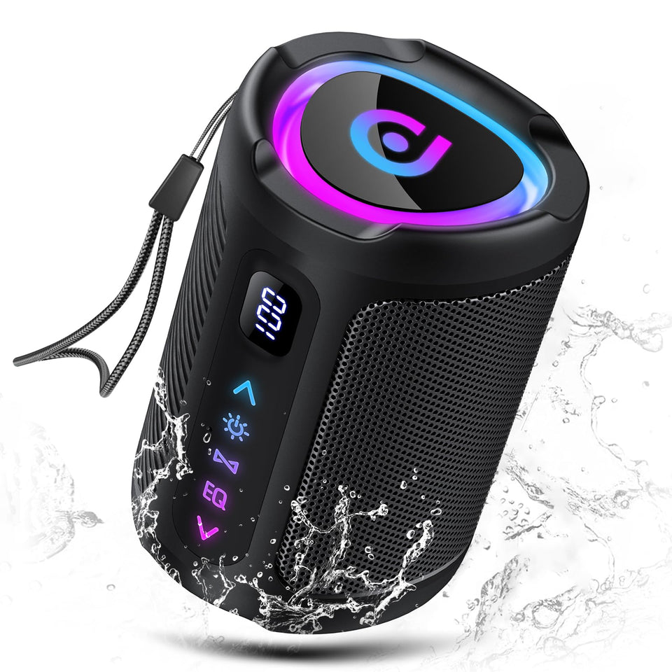 aowoka bluetooth speaker with LED light boosts ambiance and immersive sound during outdoor listening.