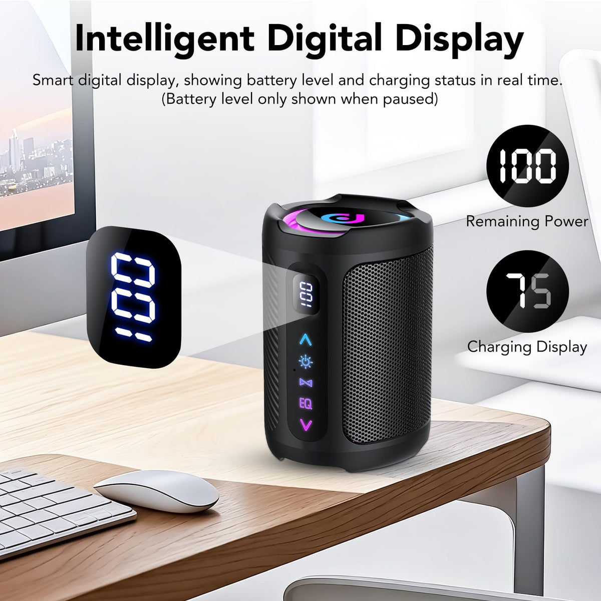 aowoka speaker battery 1800mah for extended playtime on trips.