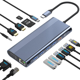 Aoyvsktv USB C Docking Station with dual HDMI enables extended multi-monitor setup for laptops.