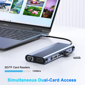 Aoyvsktv USB C Docking Station is plug-and-play on many laptops.