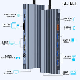 Aoyvsktv USB C Docking Station adds VGA output for wide compatibility.