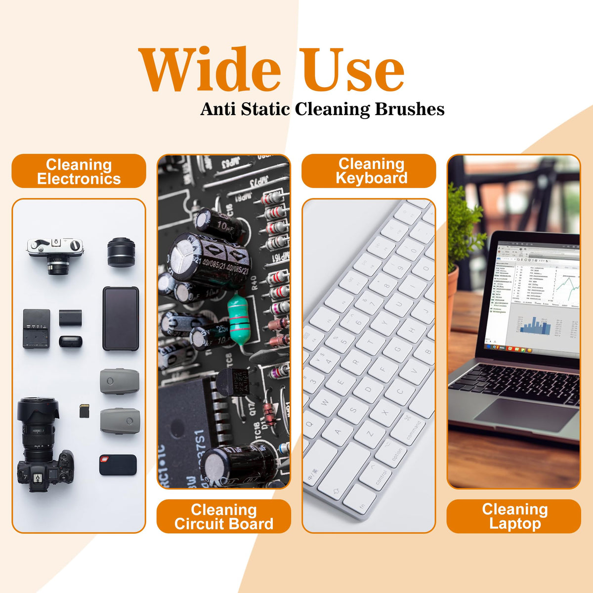 APBFH flat-handle brush cleans PCBs and delicate components safely.