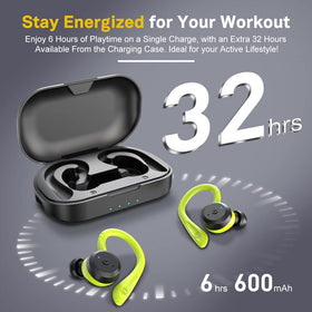 APEKX earbuds in ear while running, stable fit for workouts