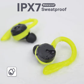 APEKX earbuds on gym bench showing sport-ready use and durability