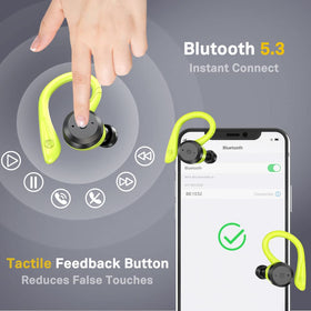 APEKX earbuds held in hand to demonstrate compact size