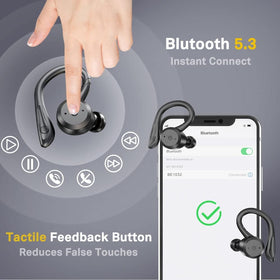 APEKX earbuds with water droplets showing IPX7 protection against sweat