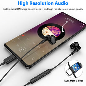 APETOO USB-C earphones featuring a DAC chip for rich HiFi sound.