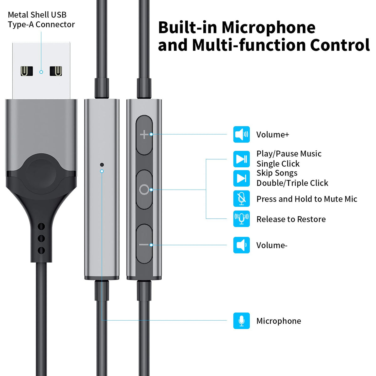 APETOO inline remote and mute switch for quick volume and privacy control