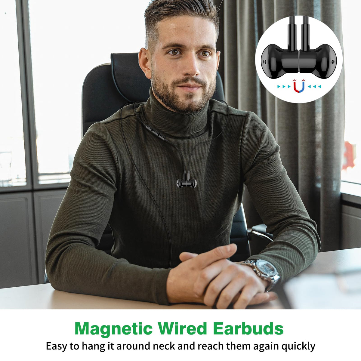 APETOO magnetic USB-C earbuds with inline mic for easy calls and music control.