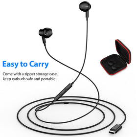 APETOO storage case included to protect and carry USB-C earbuds.