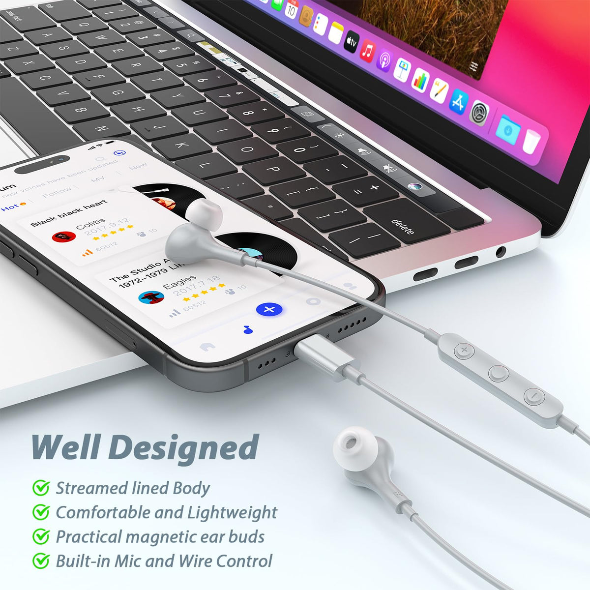 APETOO USB-C headphones carrying case and extra ear tips