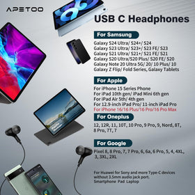 APETOO USB-C headphones come with carrying case for travel convenience.