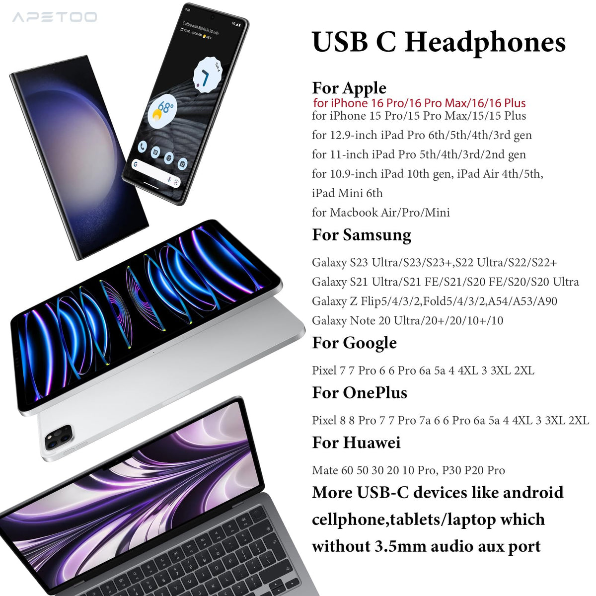 APETOO USB-C headphones carry Carbonfree Certified eco-friendly credentials.