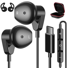 APETOO USB-C headphones with protective case, ready for portable listening on the go.