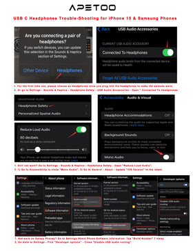 APETOO USB-C headphones device compatibility montage showing broad support