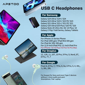 APETOO USB-C headphones extra tips for secure seal