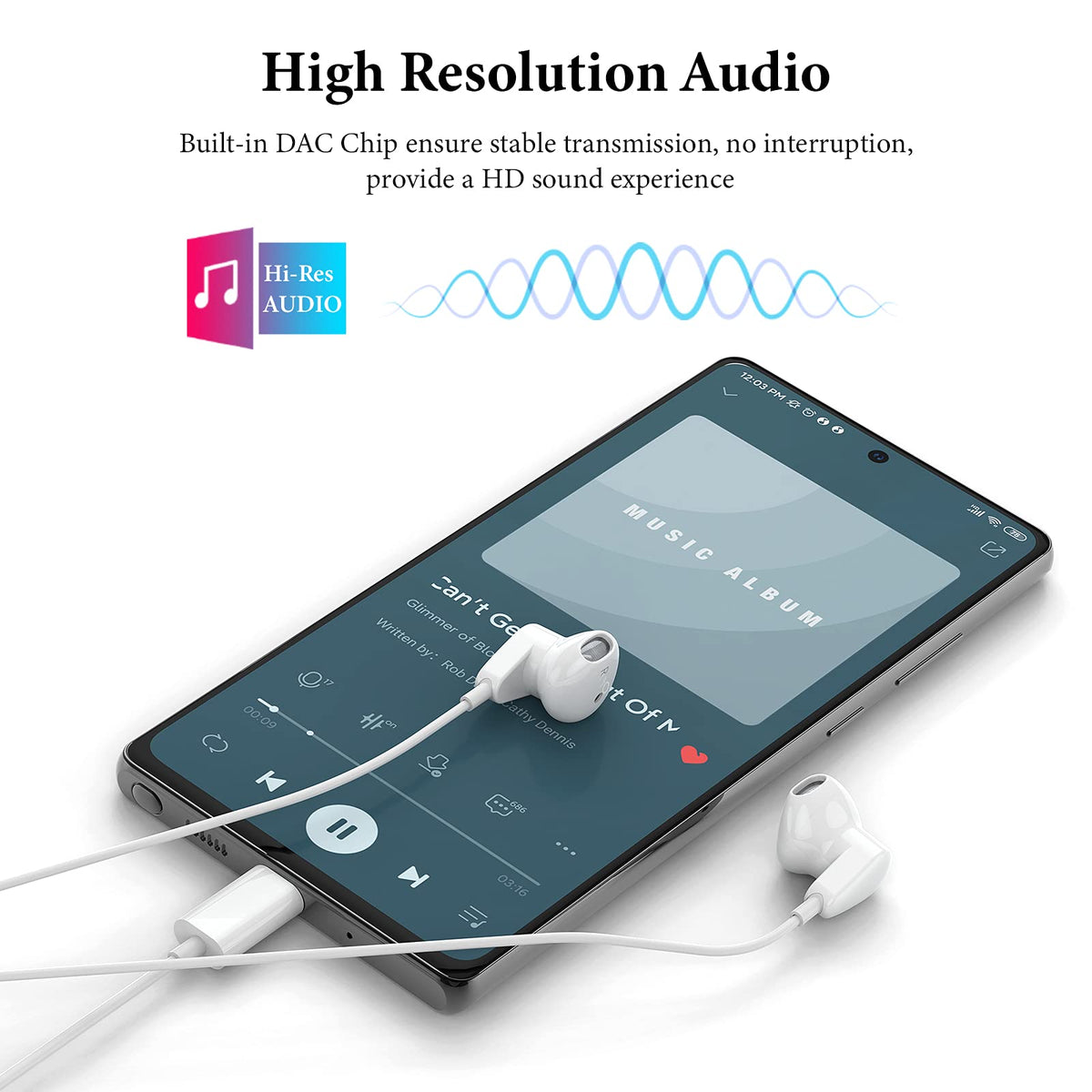 APETOO USB-C headphones in call view showing clear microphone for hands-free calls