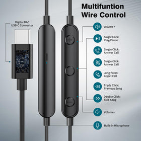 APETOO USB-C headphones with built-in microphone for clear on-the-go calls.