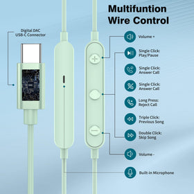 APETOO USB-C headphones inline control for hands-free calls