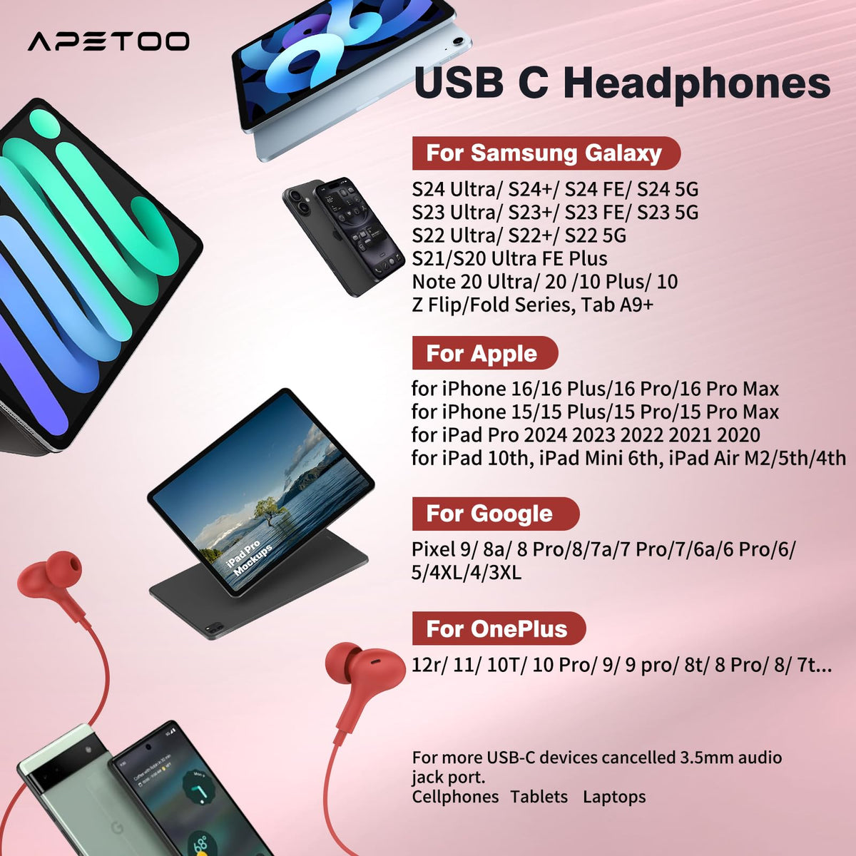 APETOO earbuds magnetic back for quick drape when not in use.