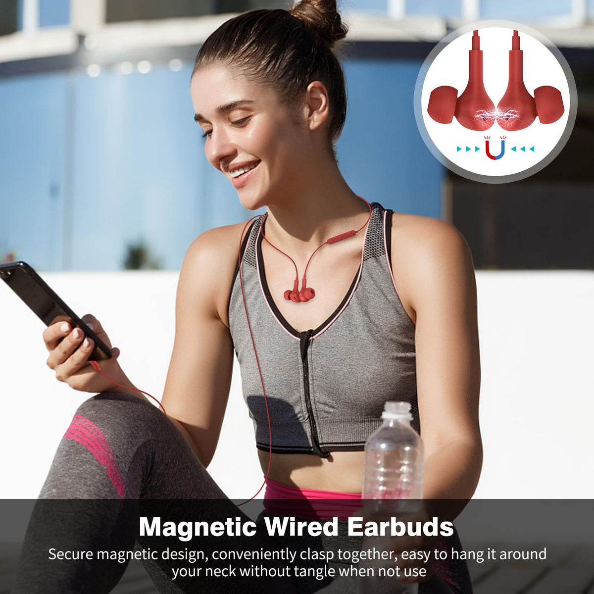 APETOO USB-C headphones showing magnetic back for easy neck-wear.